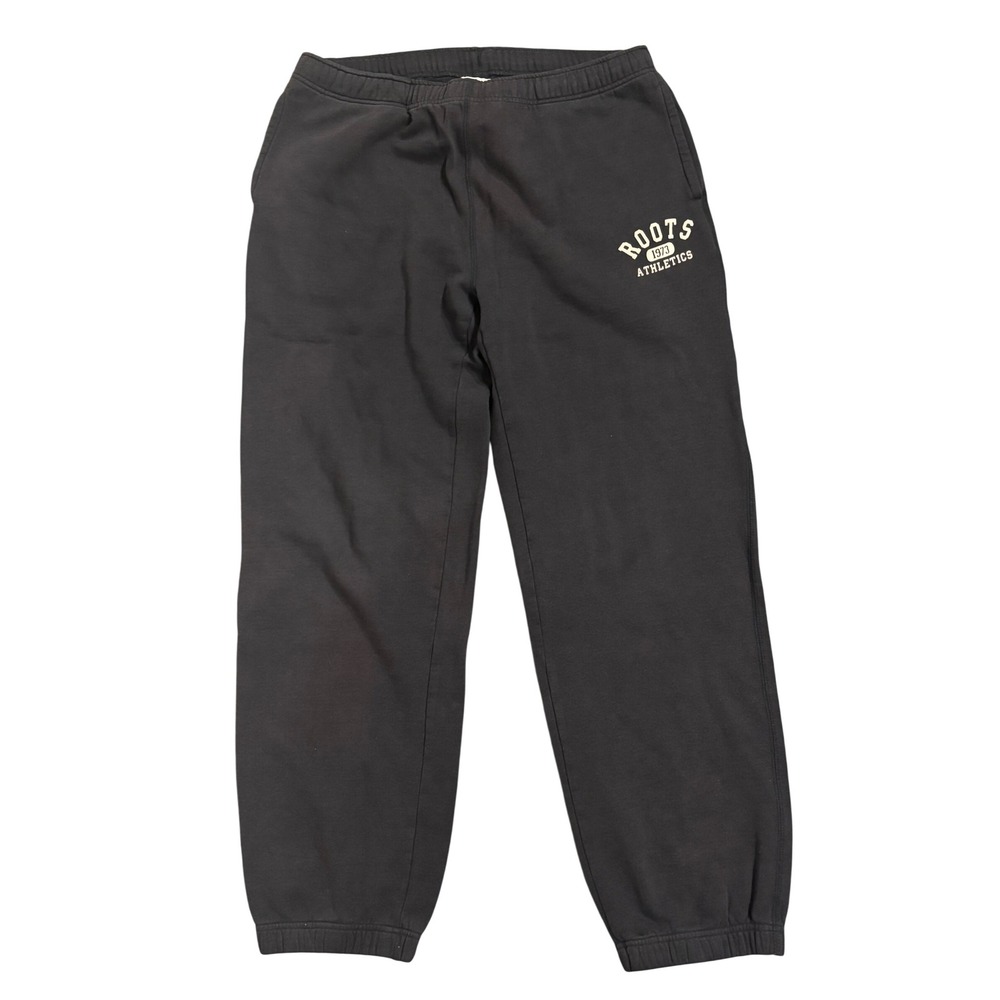 Roots 73 Athletics Sweatpants Mens Medium Black‎ Joggers Fleece Cuffed Graphic
